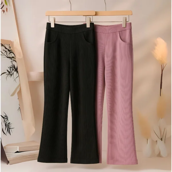 Everyday Luxe Flared Pants – Pink & Black Variants - Image 4