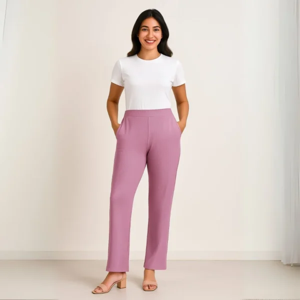 Everyday Luxe Flared Pants – Pink & Black Variants - Image 3