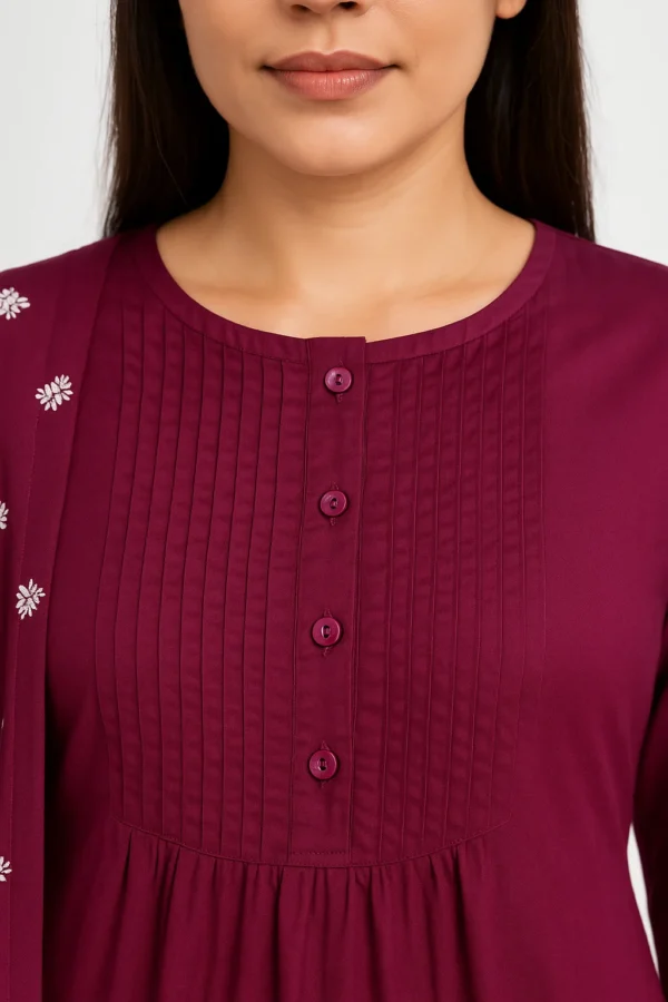 Elegant Floral Rayon Kurti Set with Dupatta – Premium Comfort Wear - Image 2