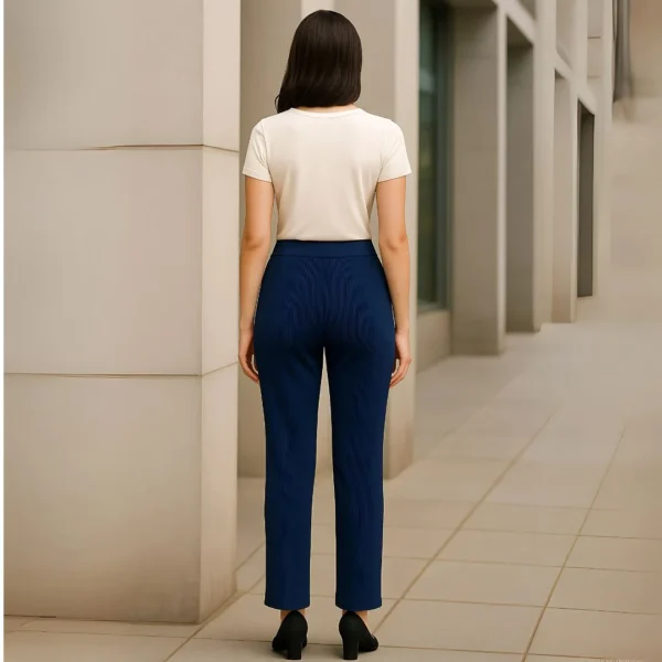 Women’s Ribbed Straight Fit Pant – Office & Everyday Comfort Wear - Image 3