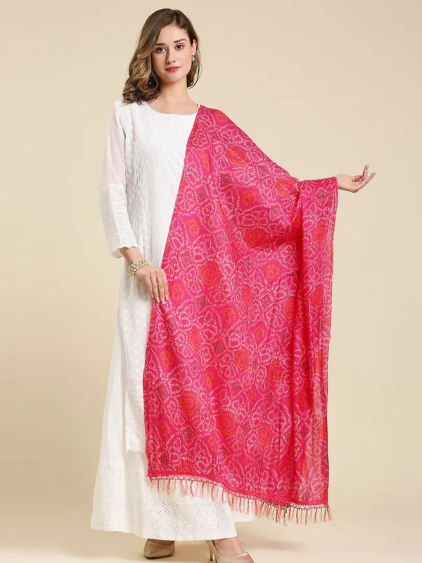 Printed Bandhini Art Silk Crushed Dupatta - Image 4