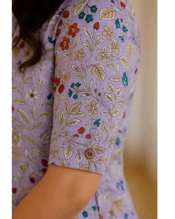 Lavender Bloom Cotton Kurti Palazzo Set – Breezy Festive Charm - Image 3